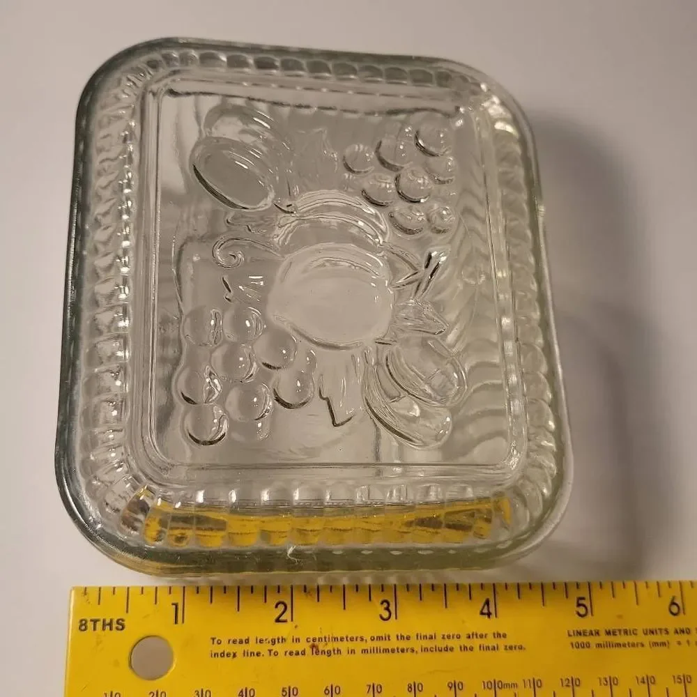 Vintage Federal Refrigerator Dish w/lid Ribbed Clear Depression Glass Fruit